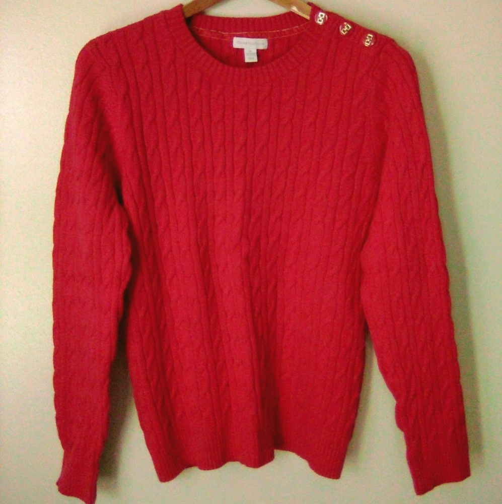Charter Club 3 Buttons Crew Neck Cotton Blend Crimson Sweater Size XL